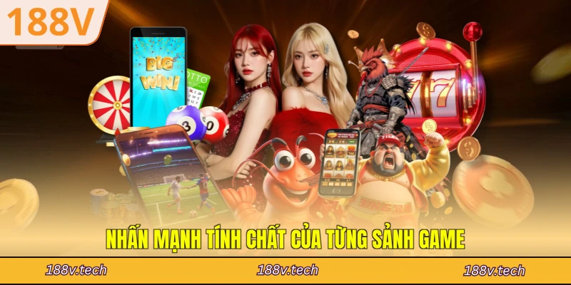 Nhấn mạnh tính chất của từng sảnh game